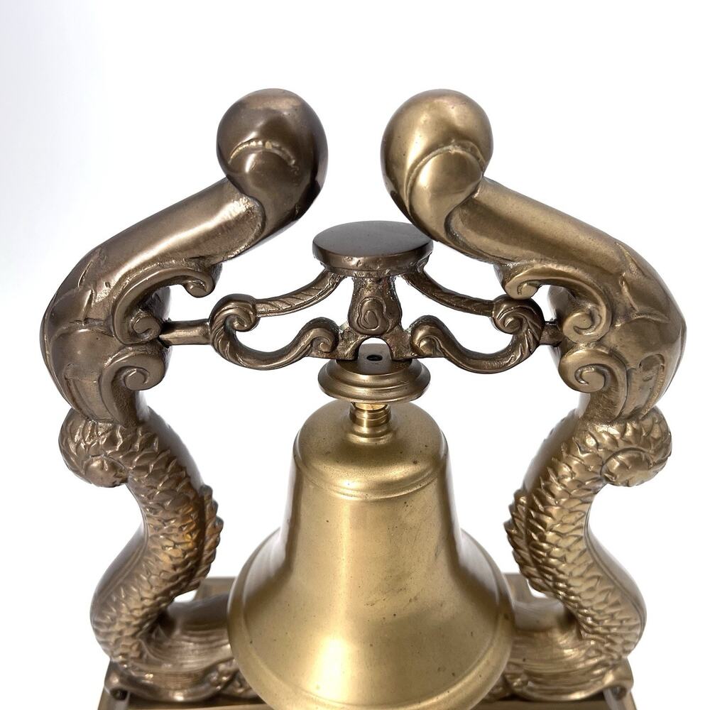 Vintage Large Ornate Brass Dolphin Koi Fish Ship Bell Nautical Decor - Picture 4 of 11